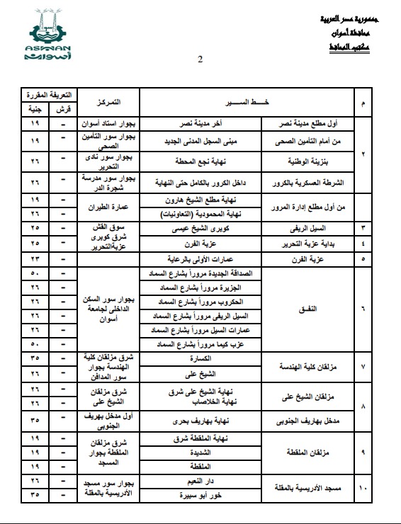 تعريفة الركوب الجديدة فى أسوان (10)