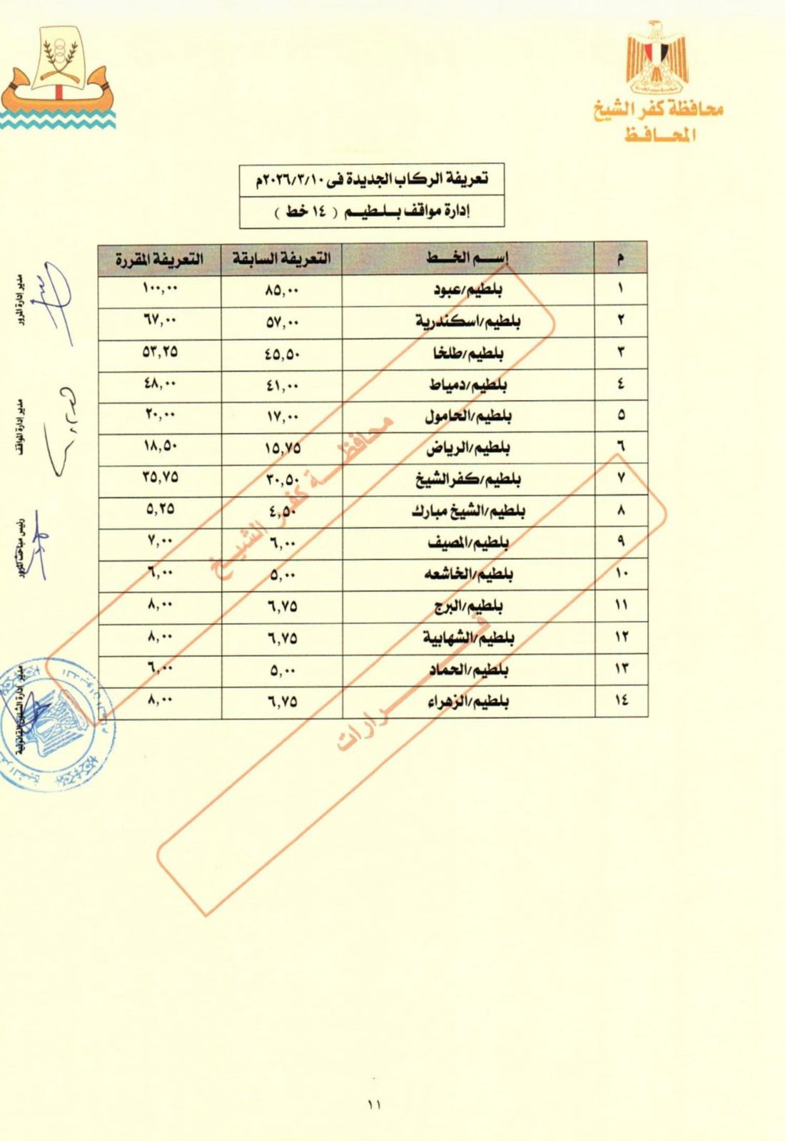 تعريفة موقف بلطيم