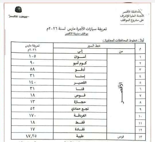 تعريفة الركوب مع المدن المجاورة