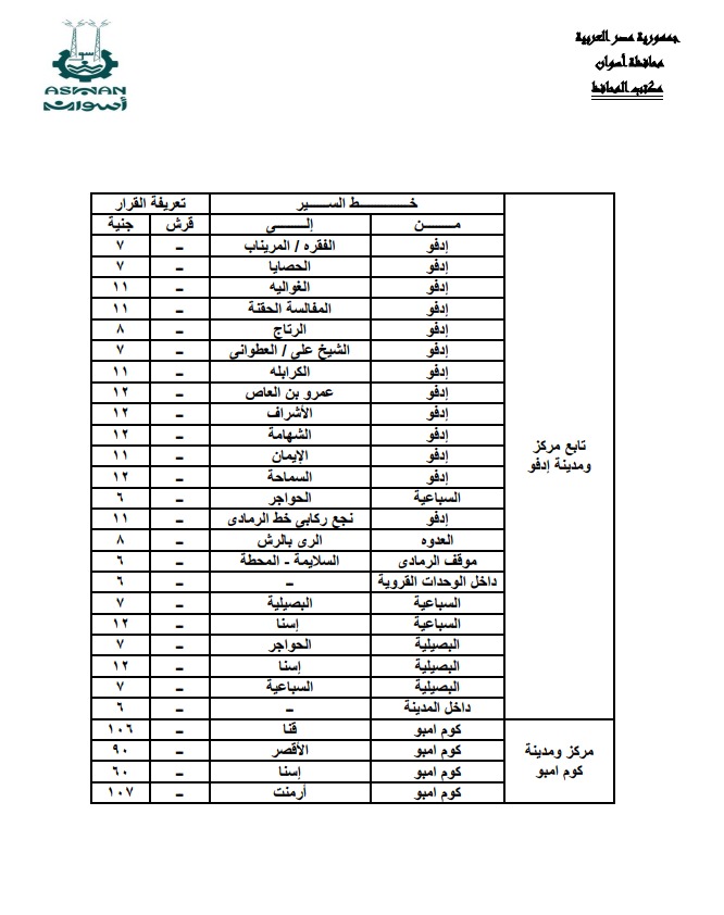 تعريفة الركوب الجديدة فى أسوان (15)