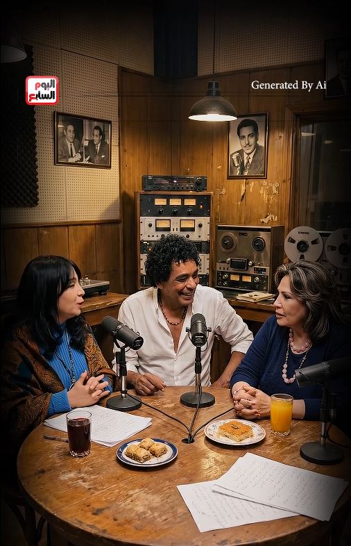 محمد منير ومنى أبو النصر مع الشاعرة كوثر مصطفى