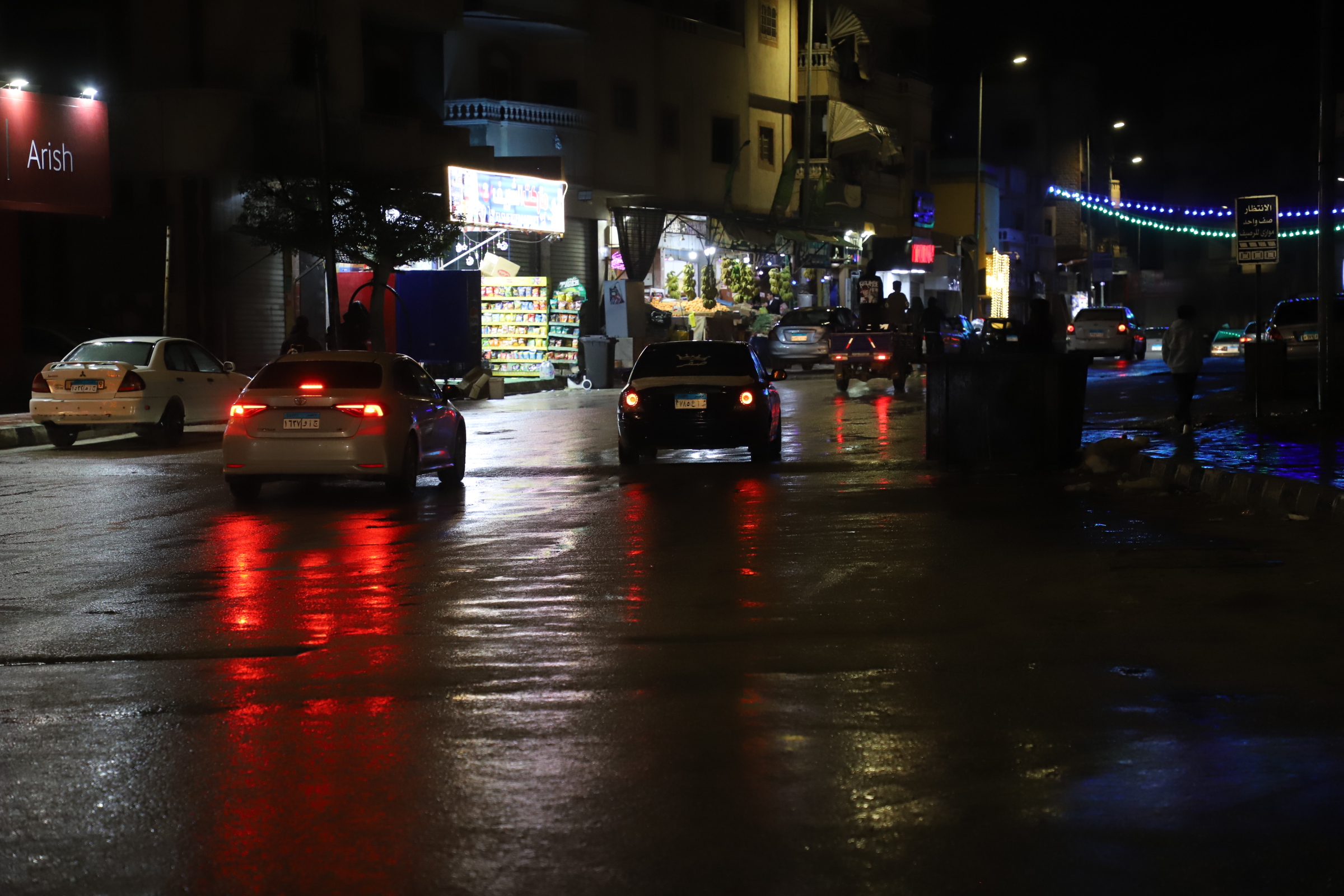 العريش مساء اليوم اثناء سقوط الامطار 