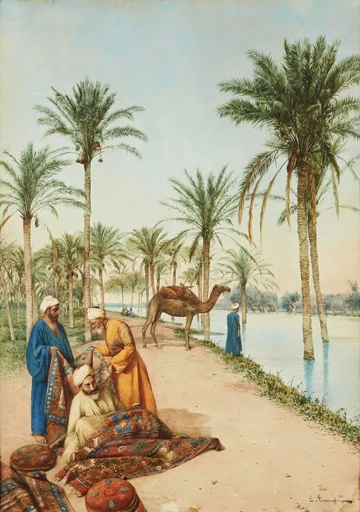 لوحة تجار سجاد بجوار النيل