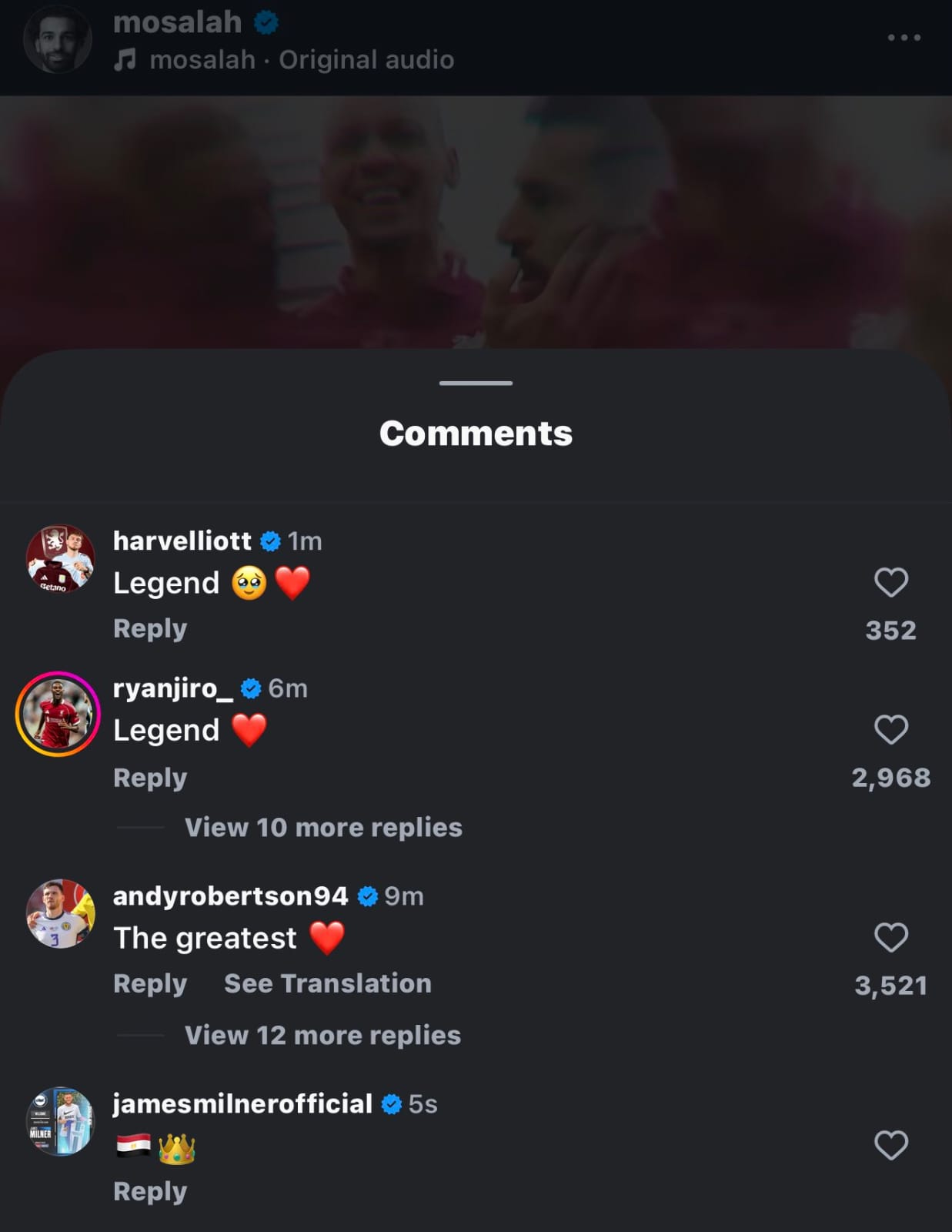 تعليقات نجوم ليفربول لمحمد صلاح