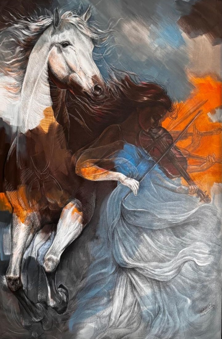 إحدى لوحات هند الفلافلي إحدى لوحات هند الفلافلي