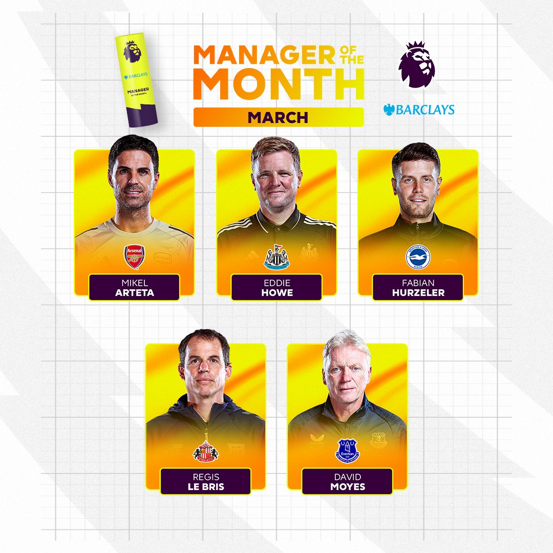 المدربون المرشحون لجائزة الأفضل في مارس