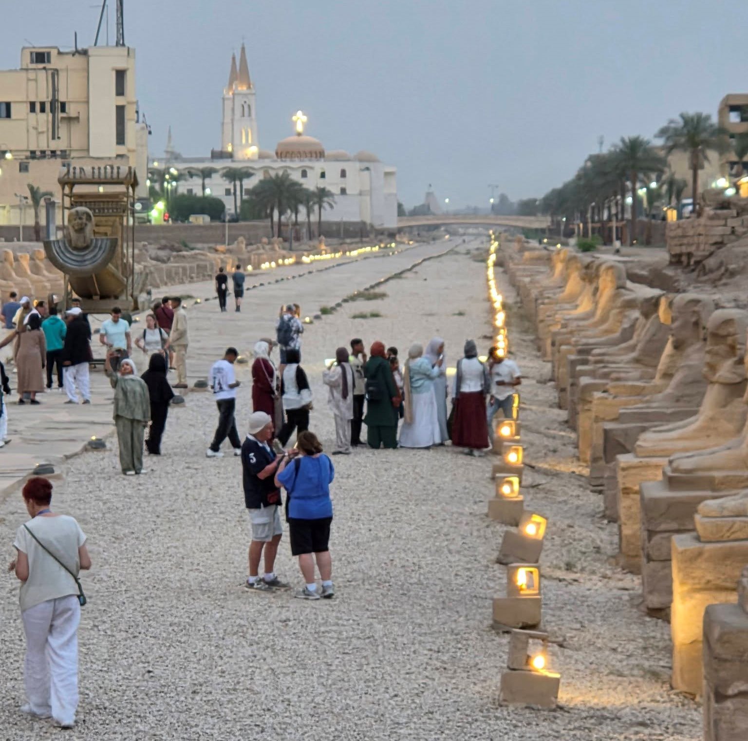 جانب من زيارات السائحين فى طريق الكباش الفرعونى جانب من زيارات السائحين فى طريق الكباش الفرعونى