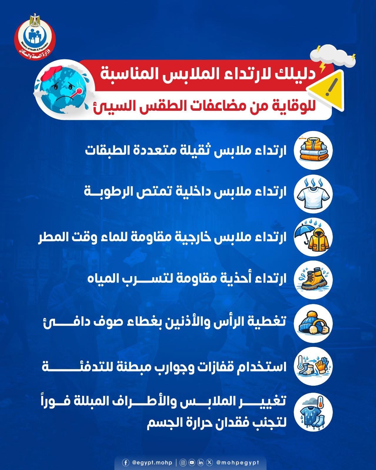 وزارة الصحة تصدر دليلاً لارتداء الملابس المناسبة