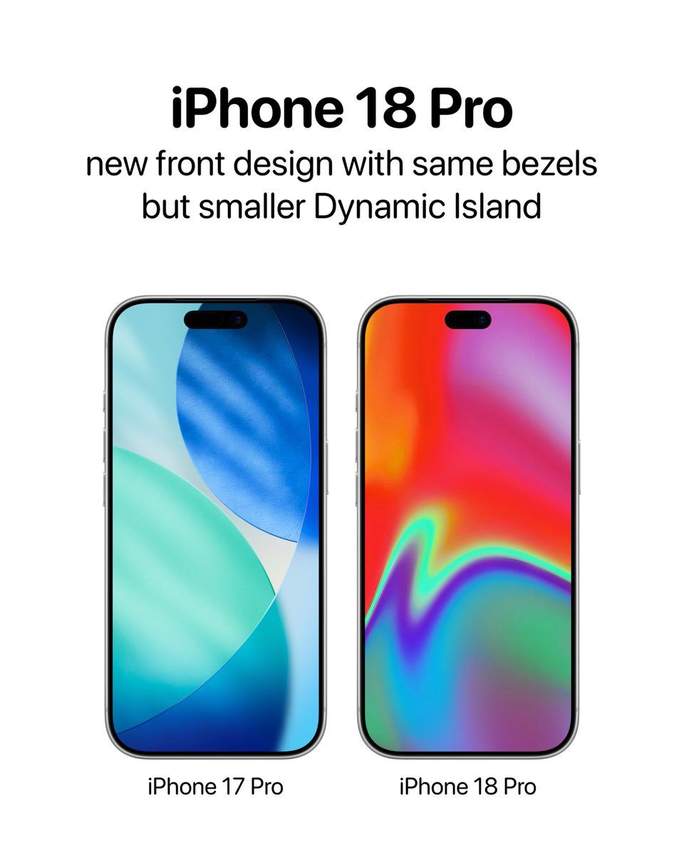 تقارير: iPhone 18 Pro يأتي بحواف موحّدة وDynamic Island أصغر تقارير: iPhone 18 Pro يأتي بحواف موحّدة وDynamic Island أصغر