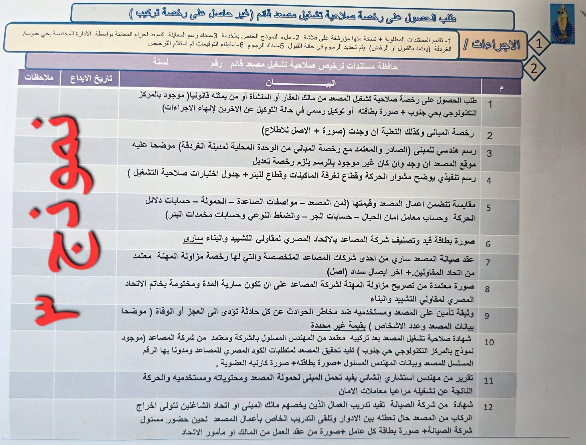  رخصة تركيب وتشغيل المصاعد للعقارات بالغردقة (1)