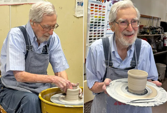 رجل في عمر الـ 102 قرر يتعلم صناعة الفخار
