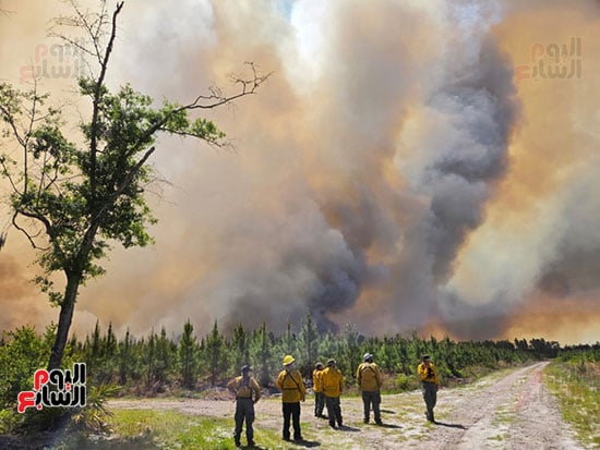 رجال ادفاع المدنى فى محاولات إخماد الحرائق