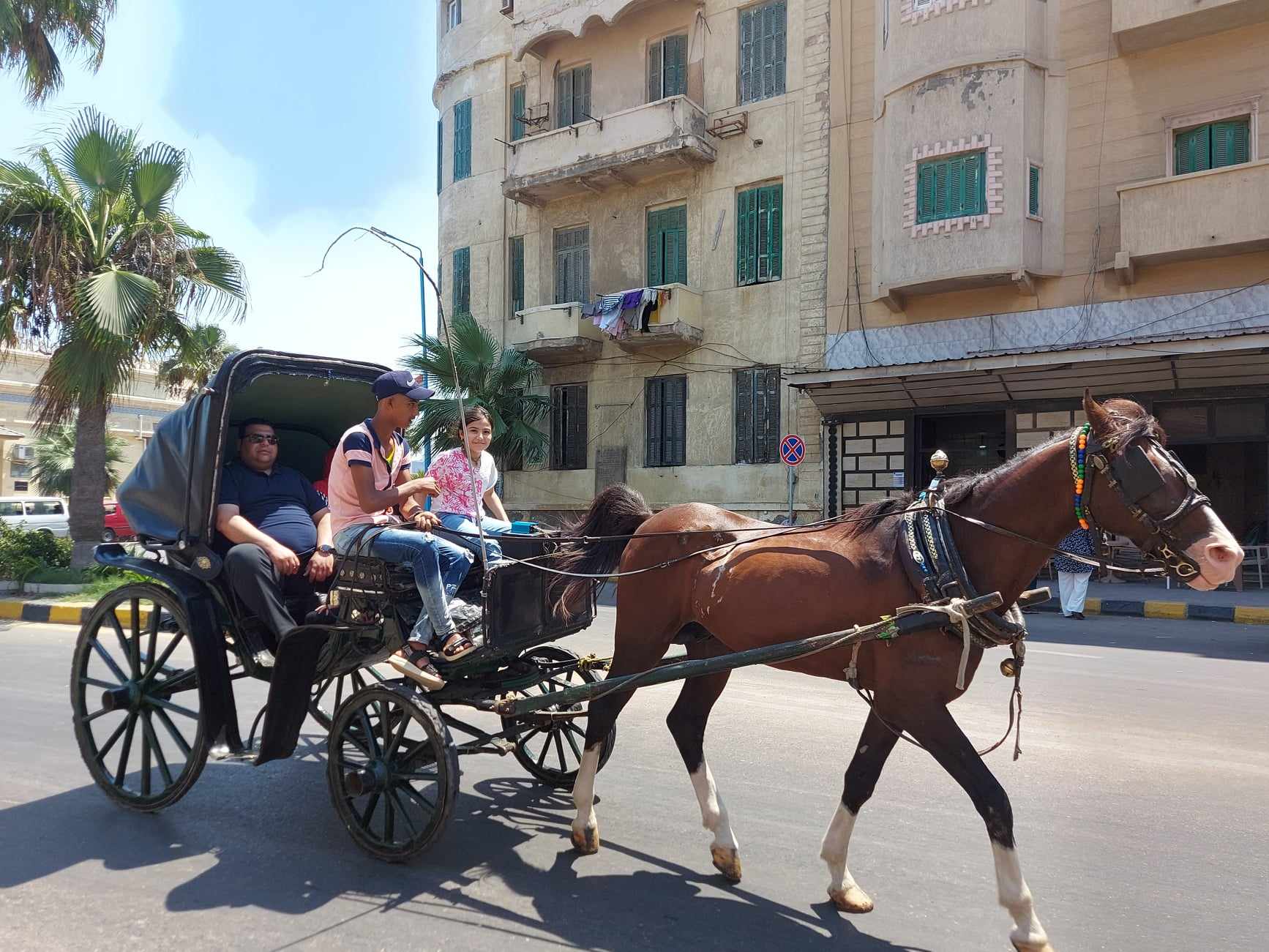 المصطافين يستمتعون بركوب الحنطور