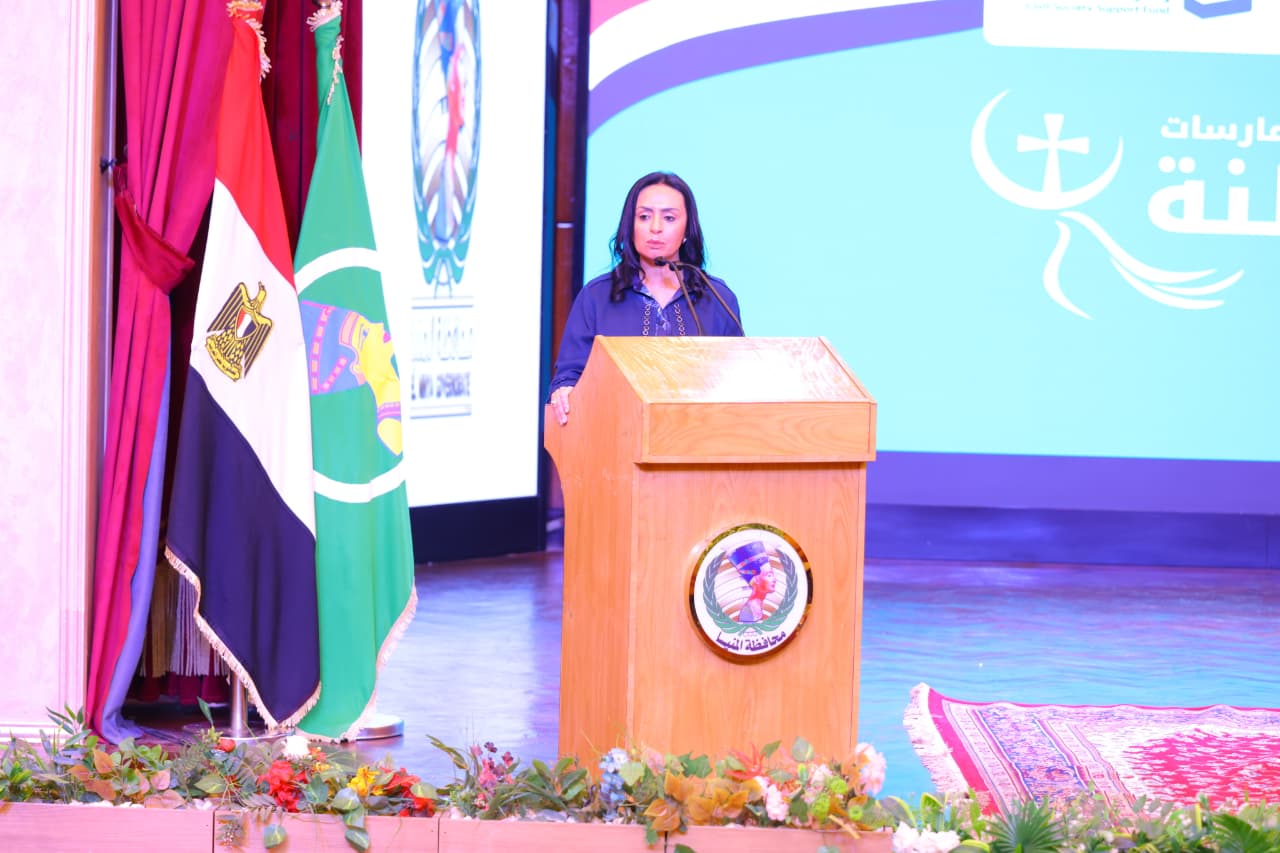  وزيرة التضامن خلال مؤتمر موسع بديوان عام محافظة المنيا