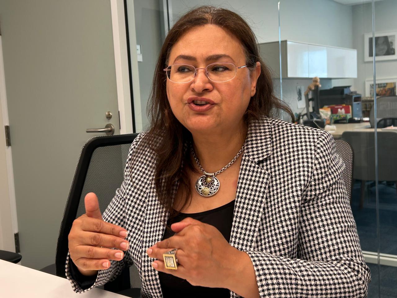 ميريت مبروك خلال اللقاء