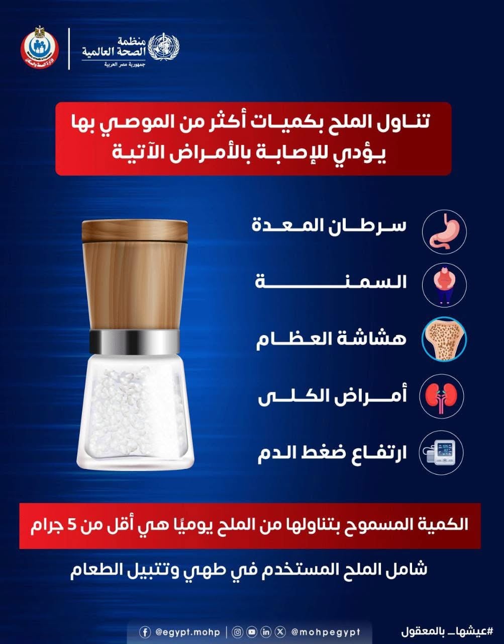 تناول الملح بكميات كبيرة