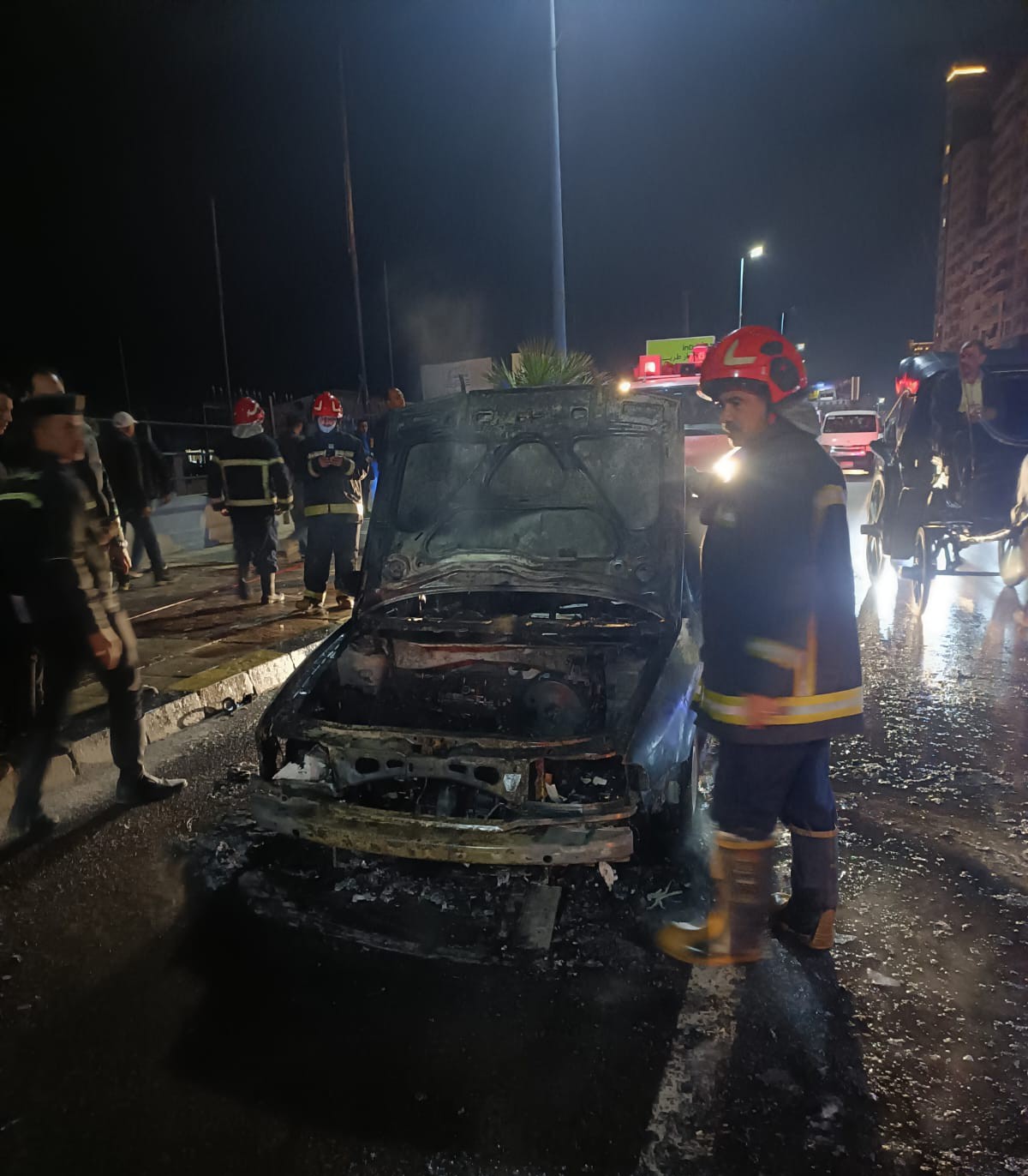 حريق سيارة كورنيش الإسكندرية