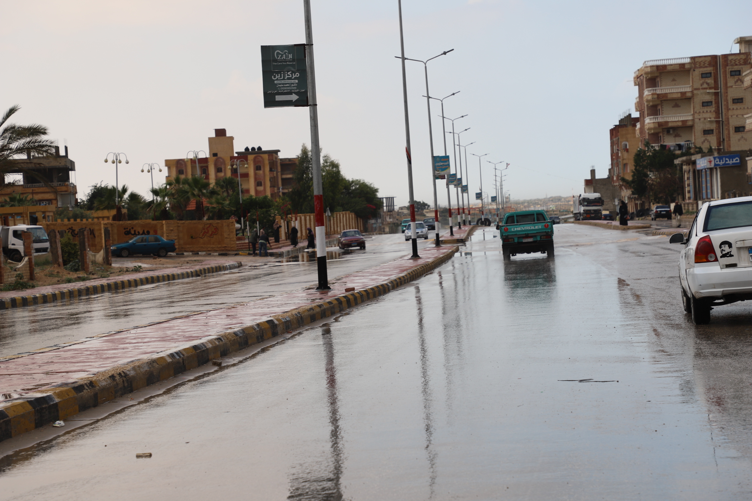 طريق رفح - العريش وسقوط الامطار