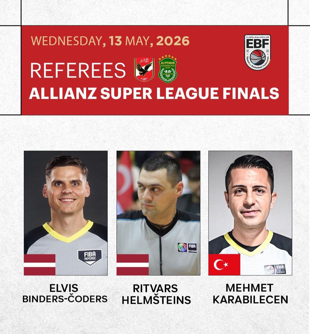 طاقم الحكام الأجنبى لمباراة الأهلي والاتحاد