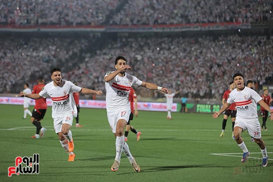 احتفال لاعبى الزمالك بالهدف الأول