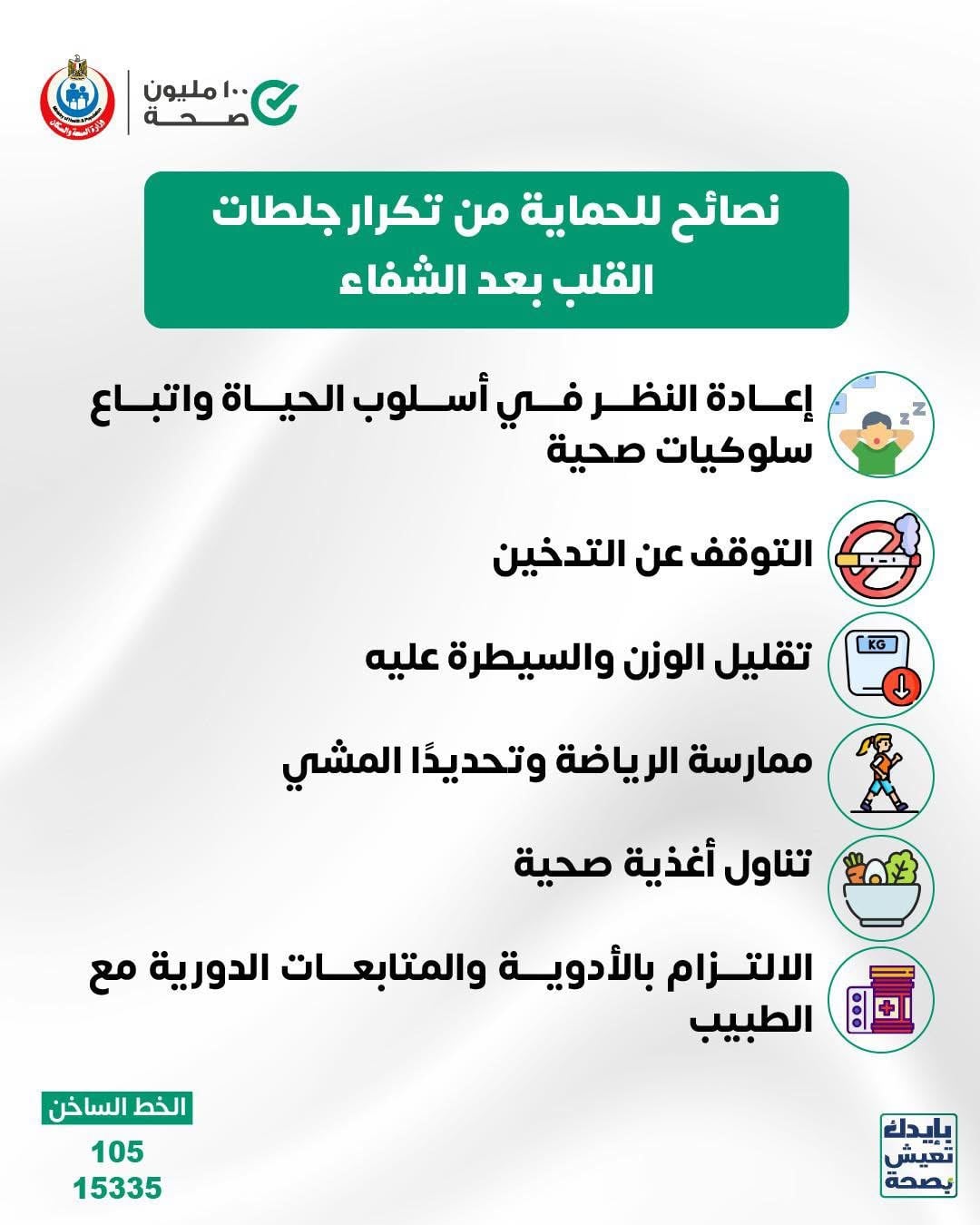 نصائح للوقاية من تكرار جلطات القلب بعد التعافي