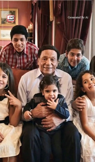 عادل إمام مع احفاده