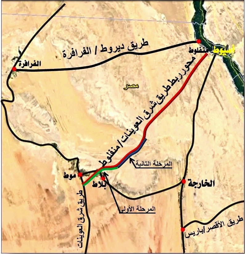 خريطة الطرق القومية بالوادى الجديد