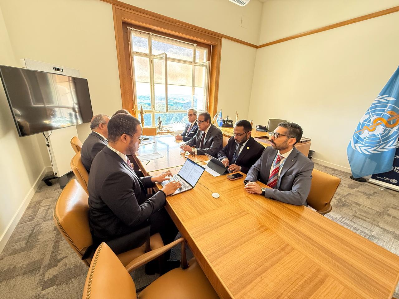 جانب من لقاء وزير الصحة ومدير منظمة الصحة العالمية جانب من لقاء وزير الصحة ومدير منظمة الصحة العالمية