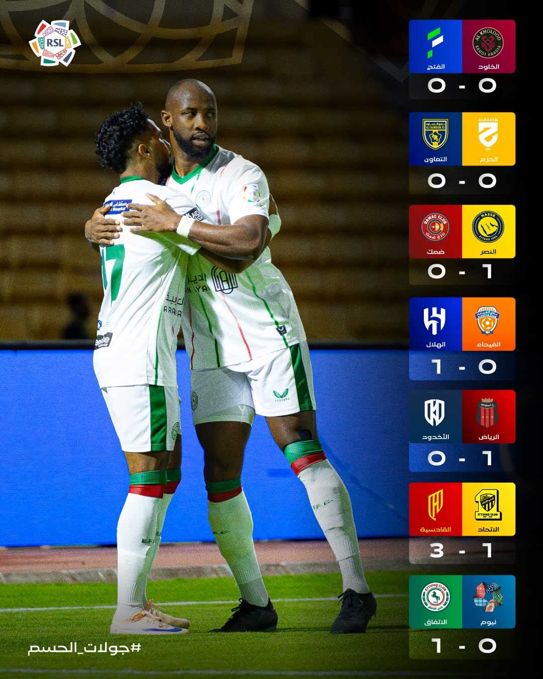 نتائج الشوط الأول فى الدورى االسعودى