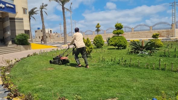 تسوية المناطق الخضراء بمصيف بلطيم