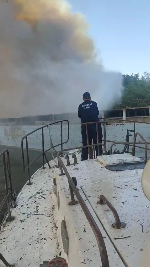 السيطرة على حريق هيش داخل جزيرة الدهب بنهر النيل (1)
