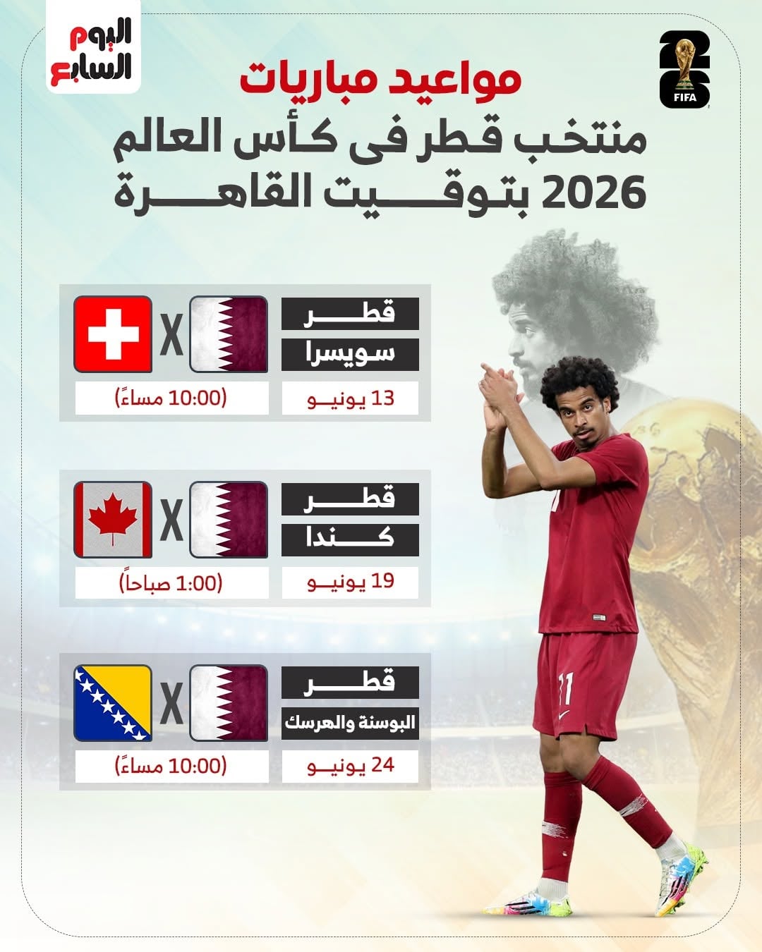 مواعيد مباريات منتخب قطر