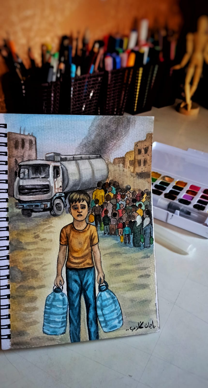 لوحة حول المجازر في غزة لوحة حول المجازر في غزة
