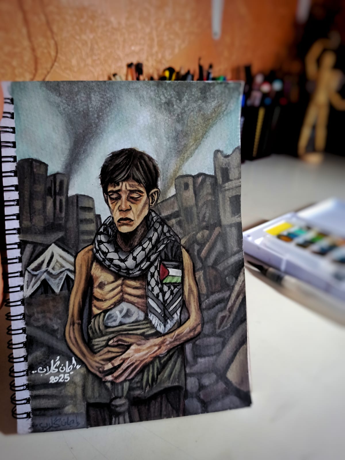 لوحة عن الدمار في غزة لوحة عن الدمار في غزة