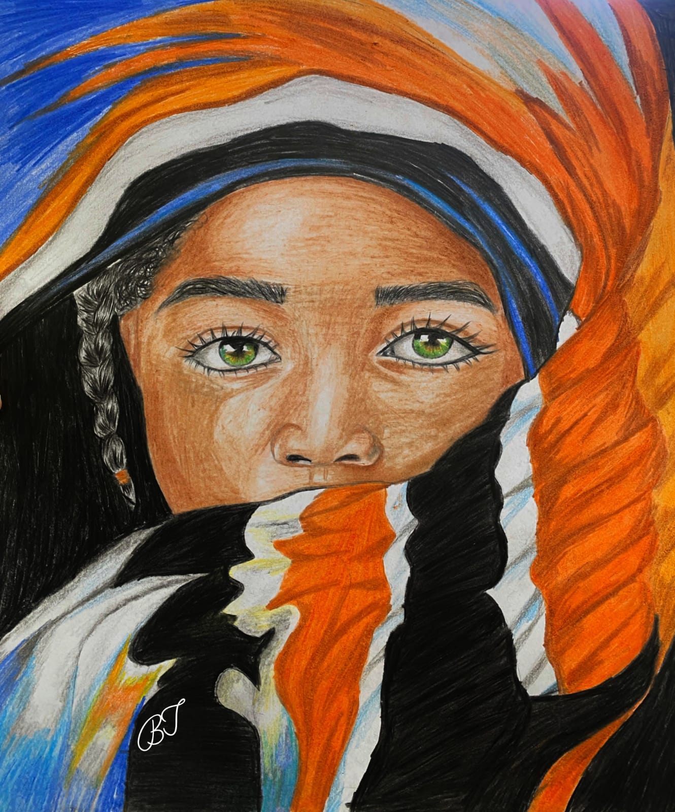 رسمه لفتاة استخدمت بسنت تعدد الألوان