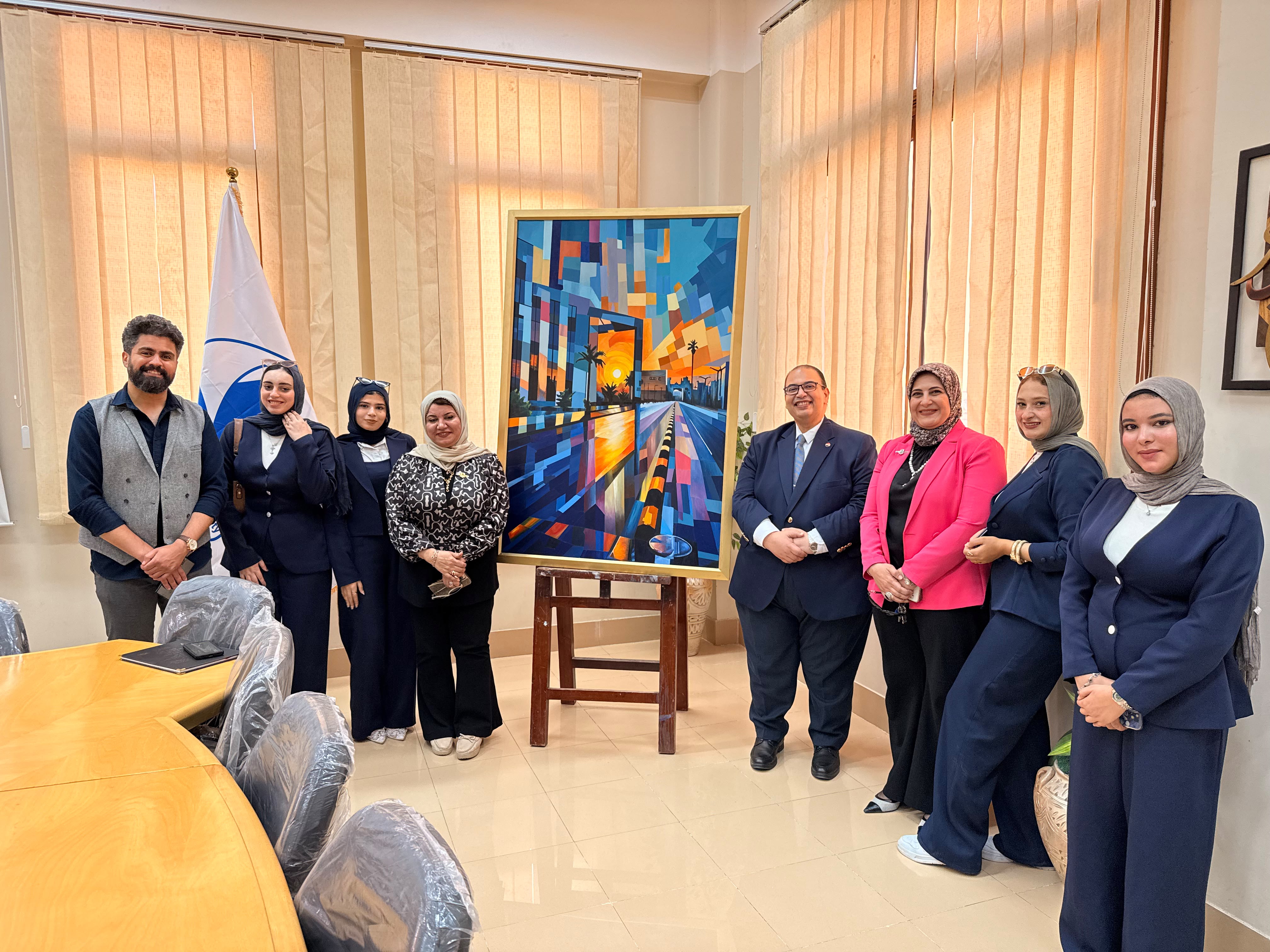 لوحة فنية تعبر عن جامعة كفر الشيخ