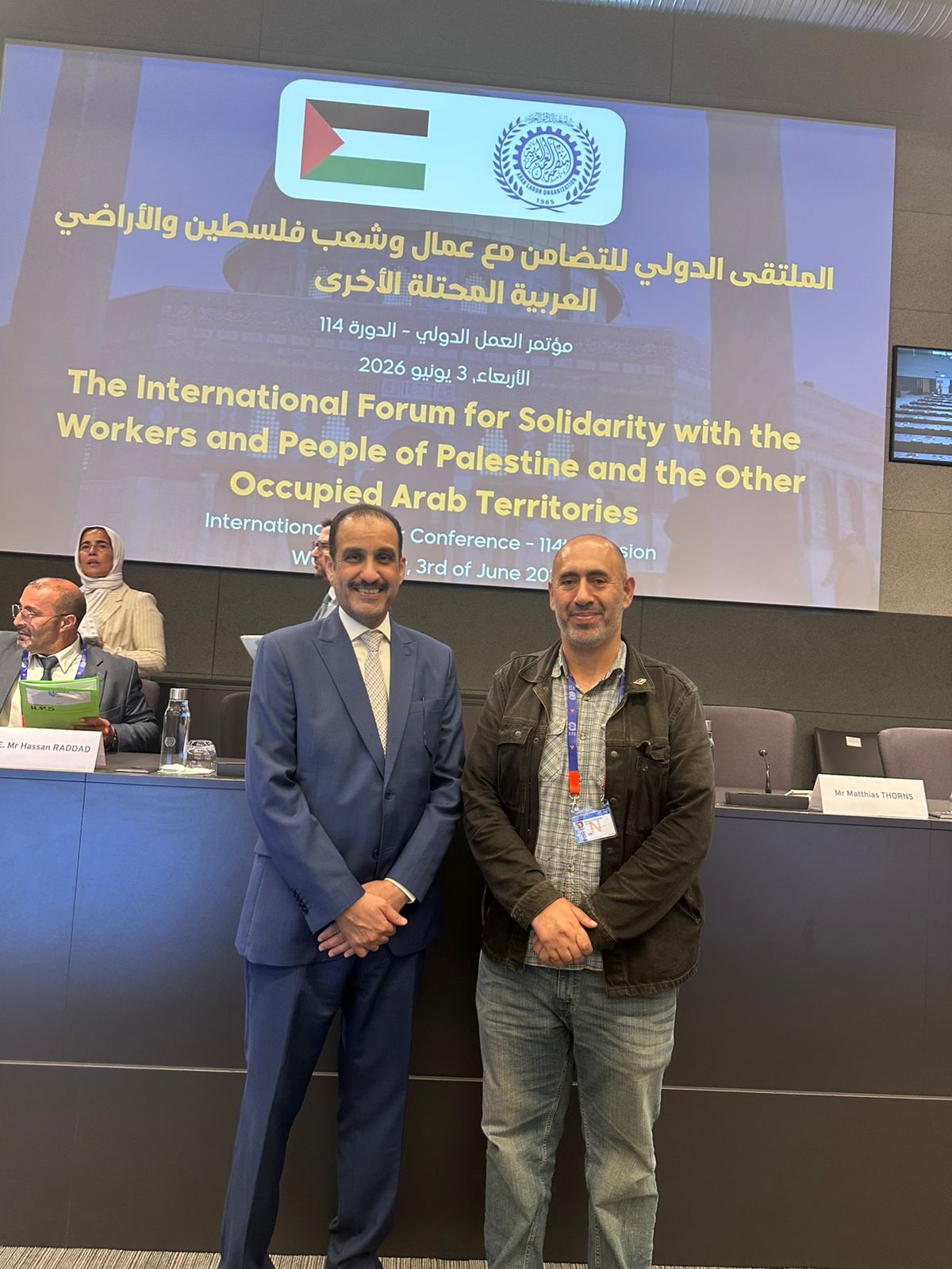 حسين قرابصة وفايز المطيرى المدير العام لمنظمة العمل العربية حسين قرابصة وفايز المطيرى المدير العام لمنظمة العمل العربية