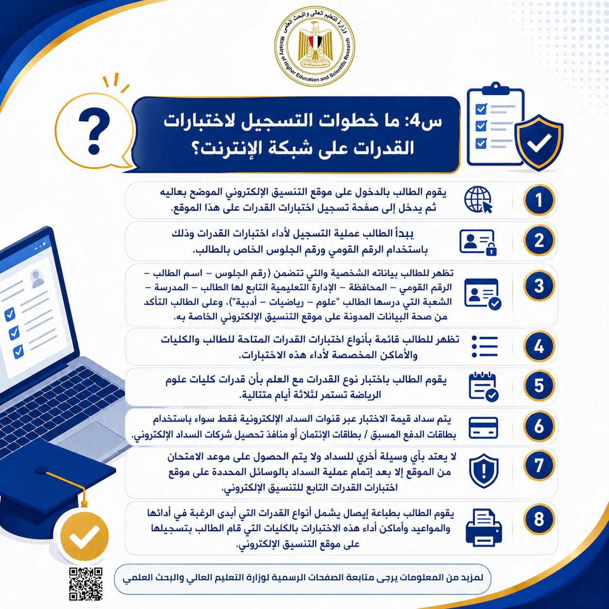 خطوات التسجيل لاختبارات القدرات