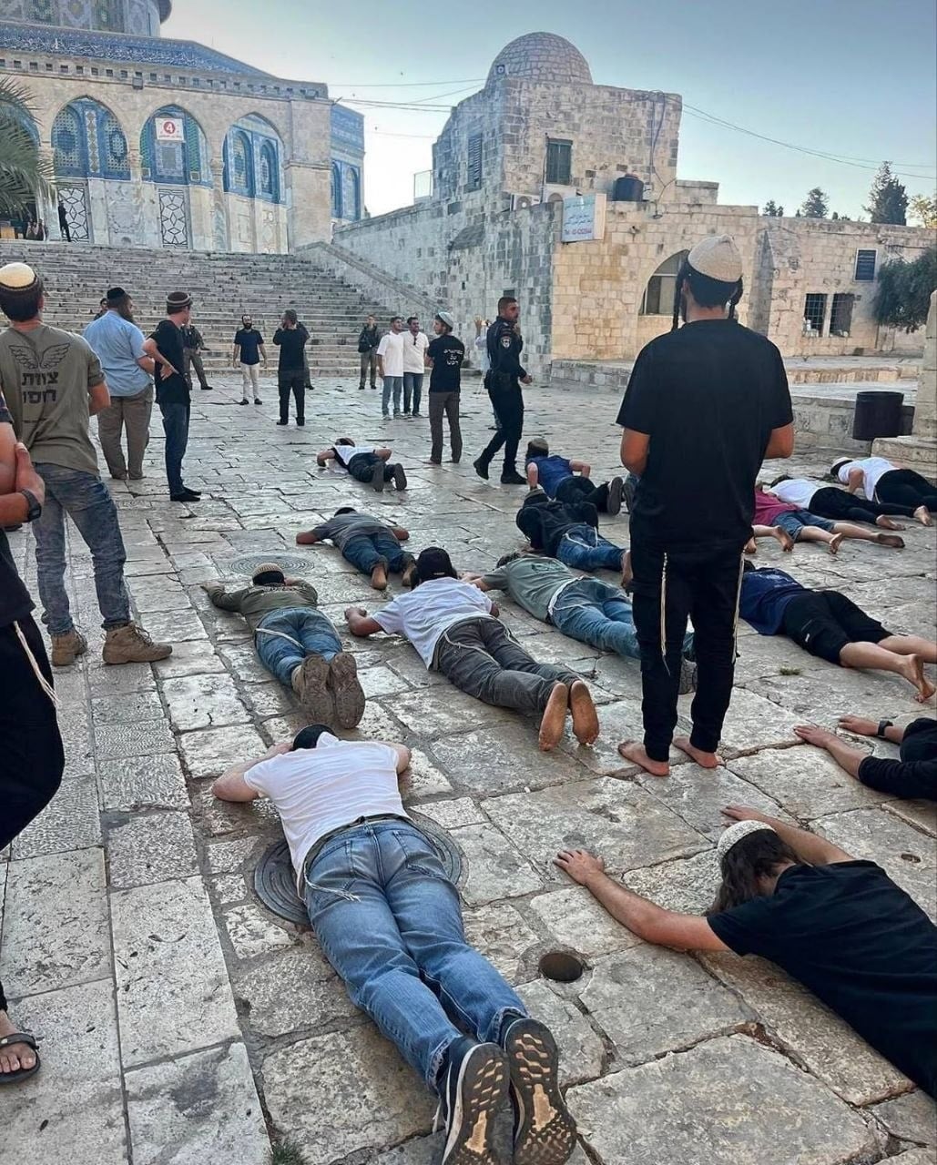 مستوطنون يؤدون سجود ملحمي في ساحات الأقصى مستوطنون يؤدون سجود ملحمي في ساحات الأقصى