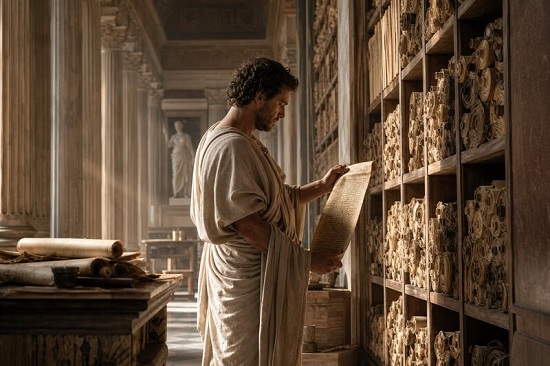 صورة تخيلية لمكتبة الإسكندرية قديما صورة تخيلية لمكتبة الإسكندرية قديما