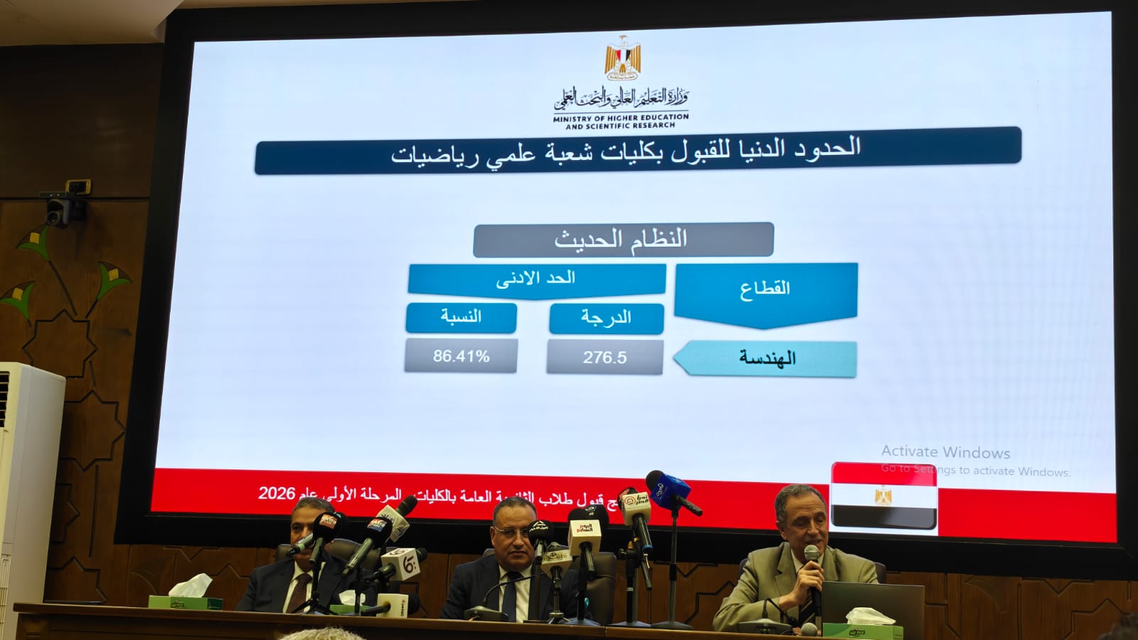 الحدود الدنيا لشعبة علمى