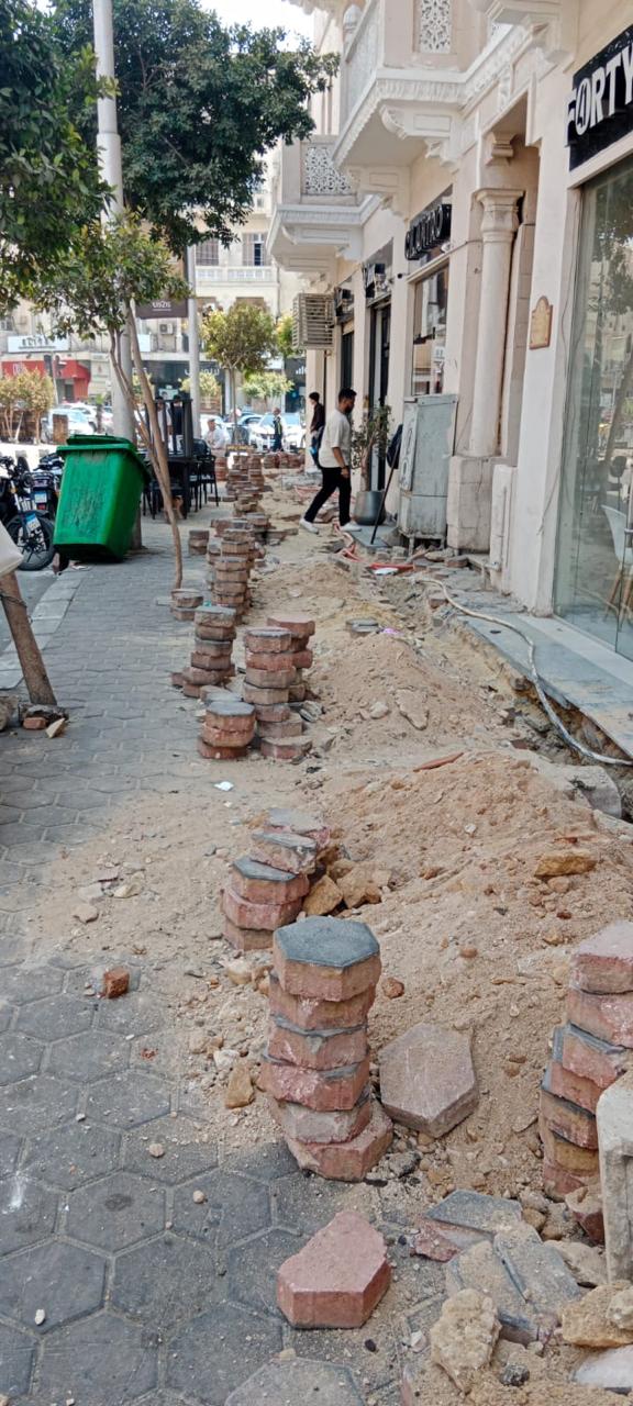  أعمال تطوير شارع إبراهيم باشا بمنطقة الكوربة بمصر الجديدة