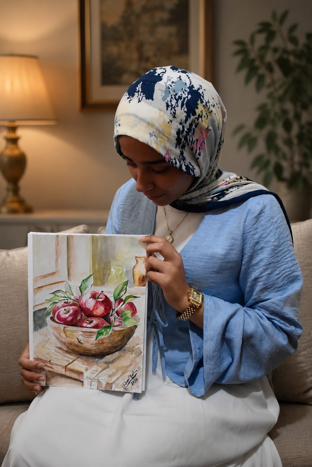 رسمه طبق فاكهة لسامية أبو رجل