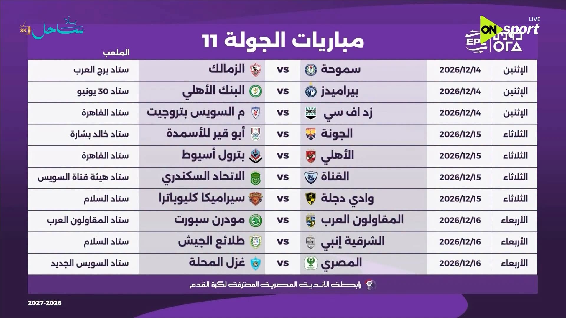 الجولة الحادية عشر