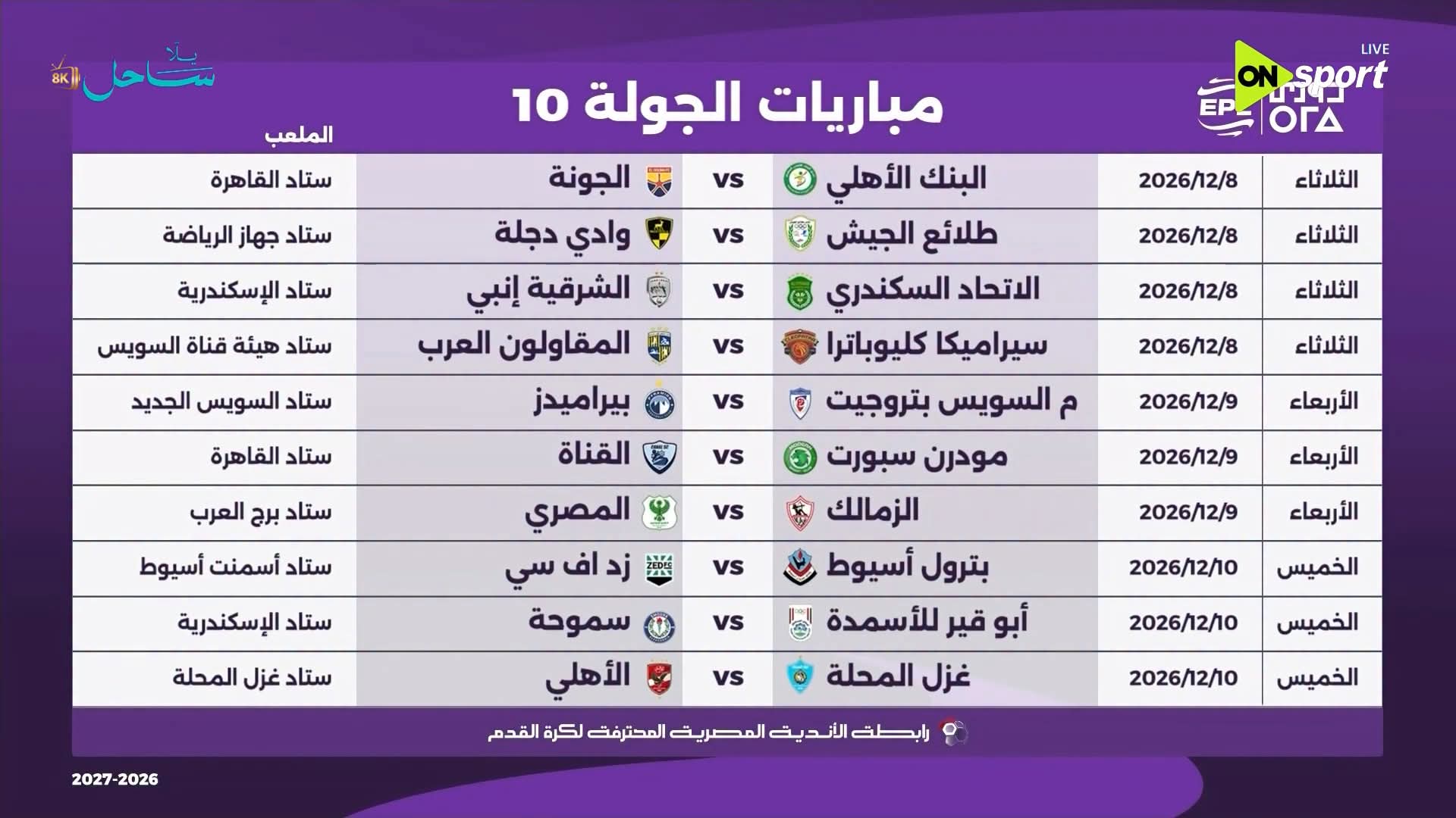 الجولة العاشرة