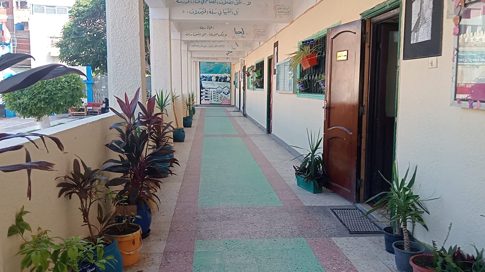 وضع الورود والزروع بمداخل المدرسة