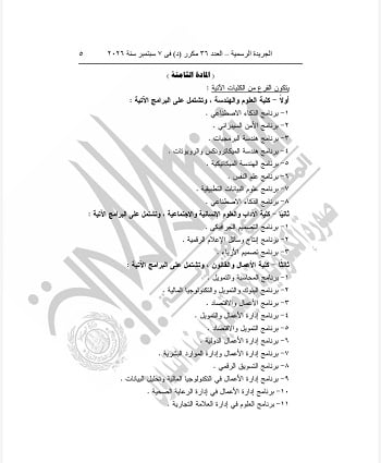 قرار جمهورى بشأن مؤسسة الجامعات الكندية في مصر (6)