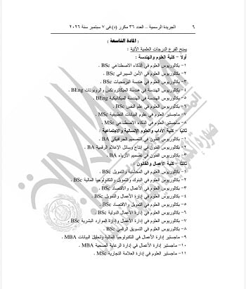 قرار جمهورى بشأن مؤسسة الجامعات الكندية في مصر (5)