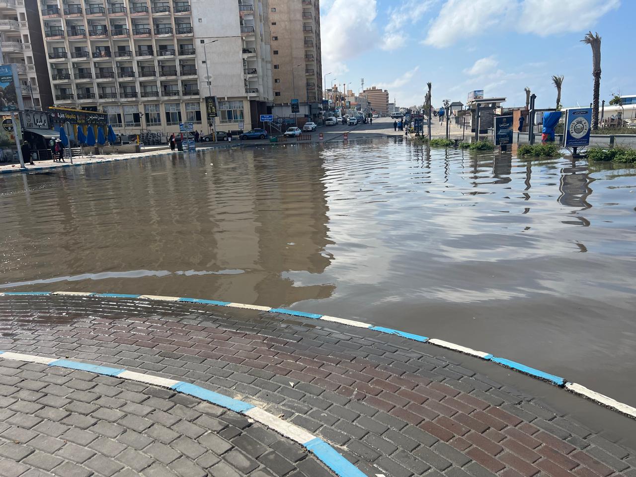 كورنيش مطروح قبل ازالة مياه الامطار