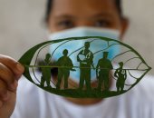 أحد أعمال ماري على ورق الشجر